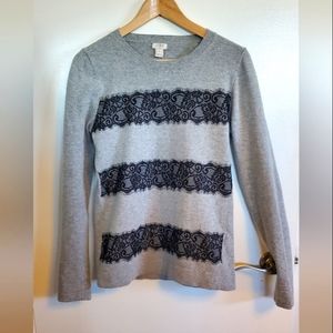 J Crew lace striped sweater - size S